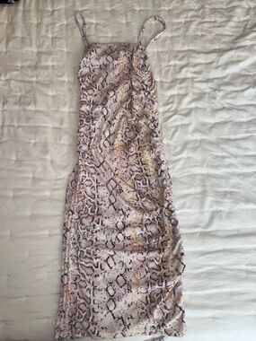 Forever 21 Snake Print Dress in Lavender, Yellow and Cream